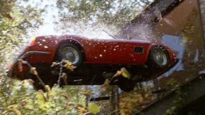 The prized Ferrari smashes through the glass car pavillion in Ferris Bueller's Day Off