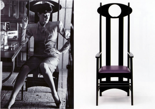 Rachel sits in an Argyle chair by Charles Rennie Mackintosh