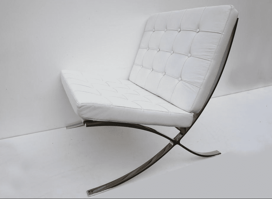 White leather Barcelona Chair available from Pamono