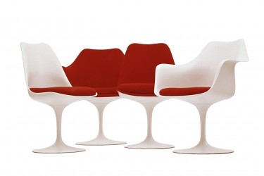 The Tulip chair collection in classic white/red
