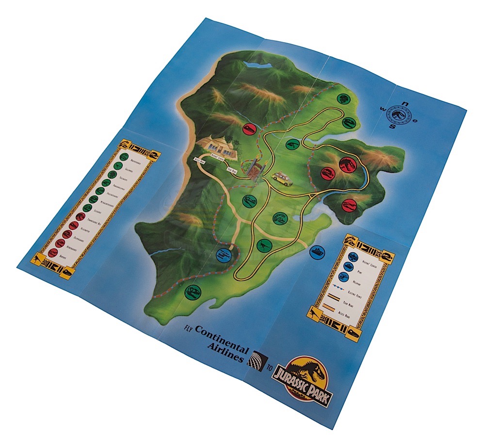 Jurassic Park leaflet: open showing map