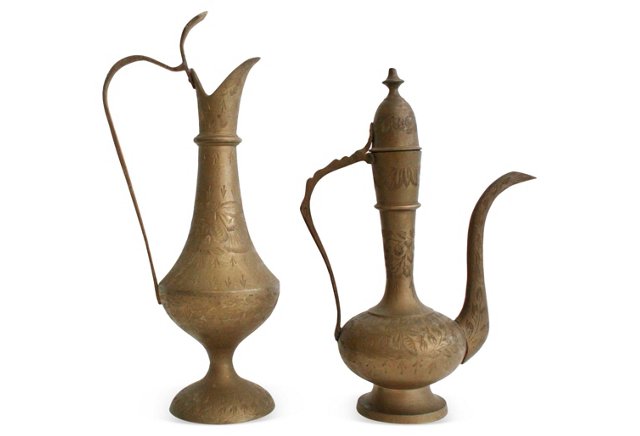 Moroccan engraved brass vessels from One Kings Lane