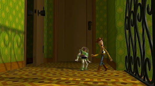 Sid's carpet in Toy Story 3 is a large nod to The Shining