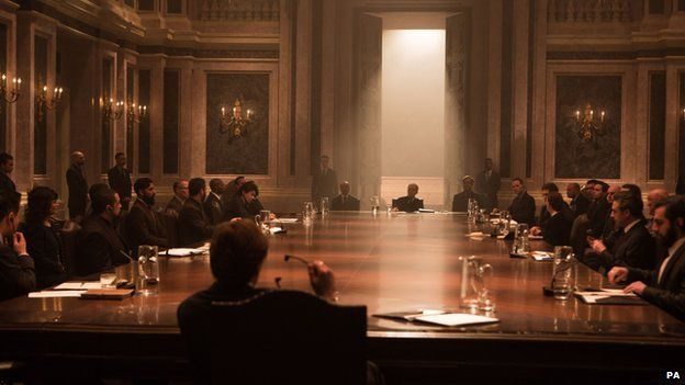 Bond Spectre boardroom scene chairs
