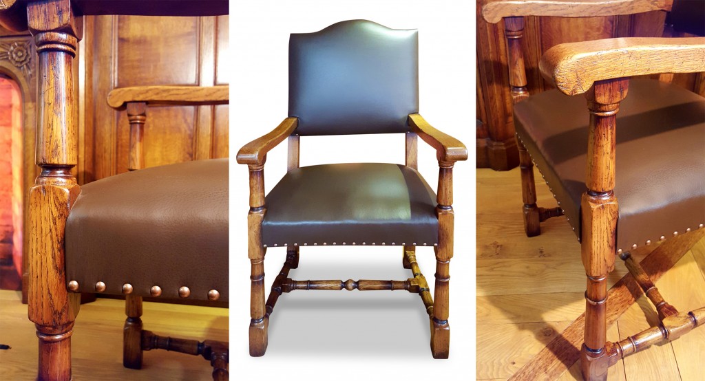 Tudor Oak chairs in Spectre Bond
