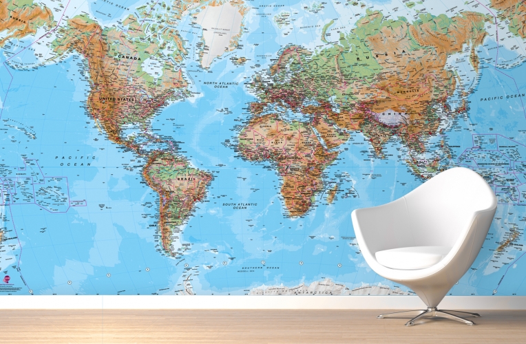 World map from Murals Wallpaper maps in the movies