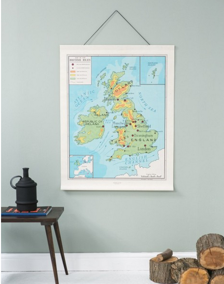 Map of the British Isles Wall Chart from Rose and Grey maps in the movies