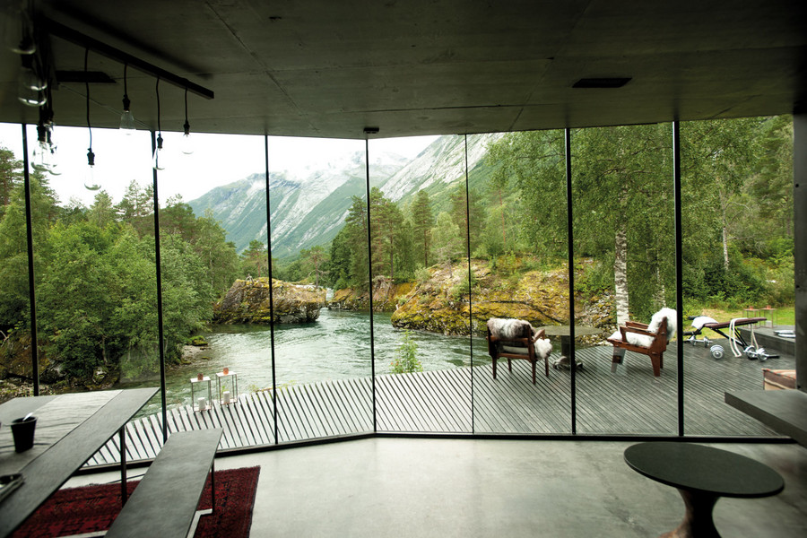 Ex Machina Film still of Juvet Landscape Hotel by Jensen & Skodvin Architects