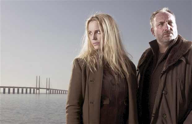 Sofia Helin as Saga Norén and Kim Bodnia as Martin Rohde in The Bridge