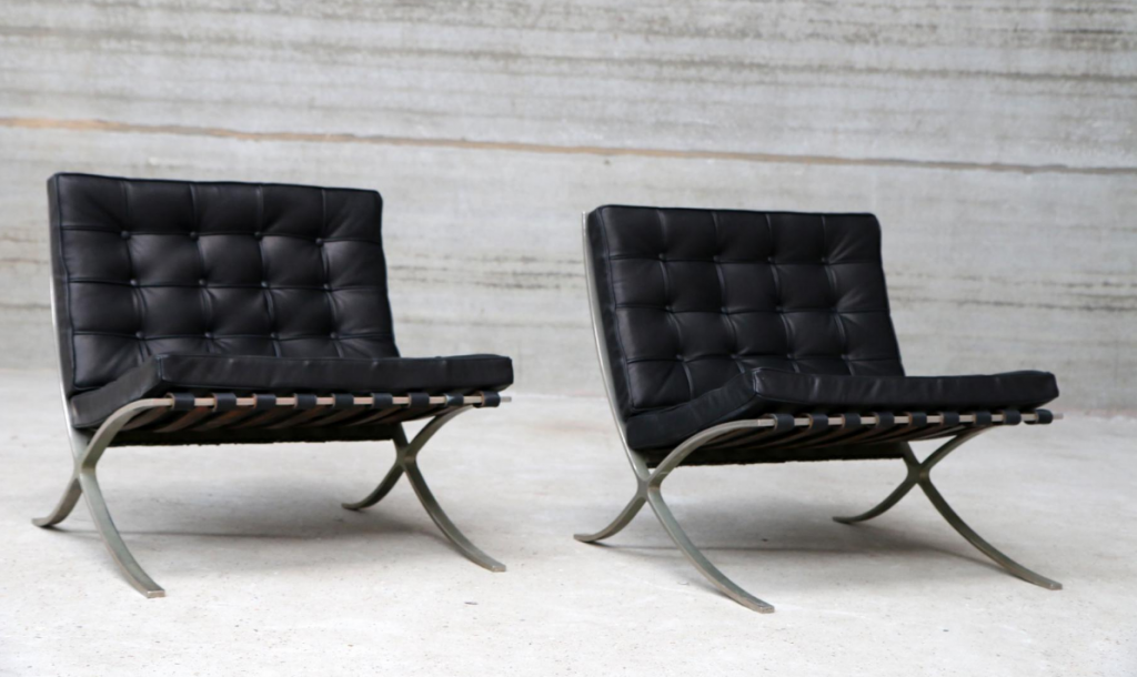 Vintage Barcelona Chairs by Ludwig Mies van der Rohe for Knoll, Set of 2 