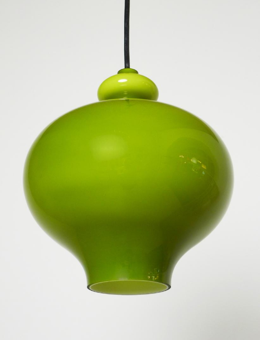 German Green Handblown Glass Pendant Lamp from Staff, 1960s from Pamono